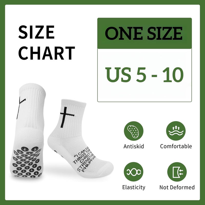 Meudid 3 Pair Youth Grip Soccer Socks with Cross - Anti-Slip Grips Kids Socks with Bible for US 5-10 - Image 4